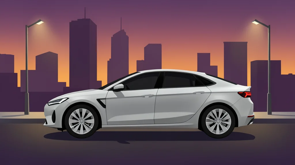 A sleek, modern electric vehicle parked on a quiet city street at dusk