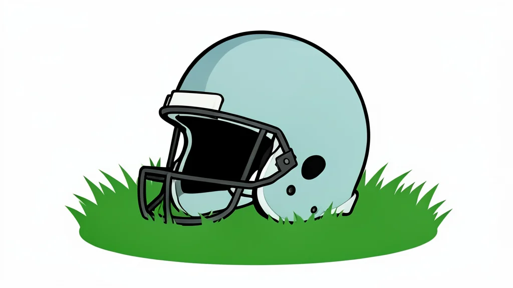 A football helmet resting on green grass