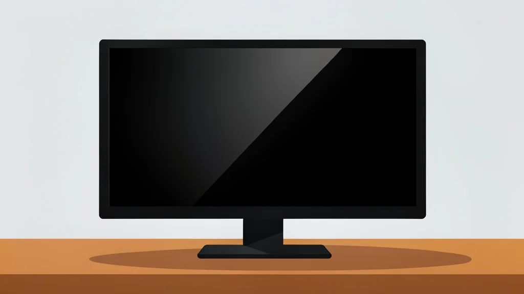 A sleek, thin rectangular screen with a glossy black surface reflecting soft ambient light, positioned on a wooden desk surface.