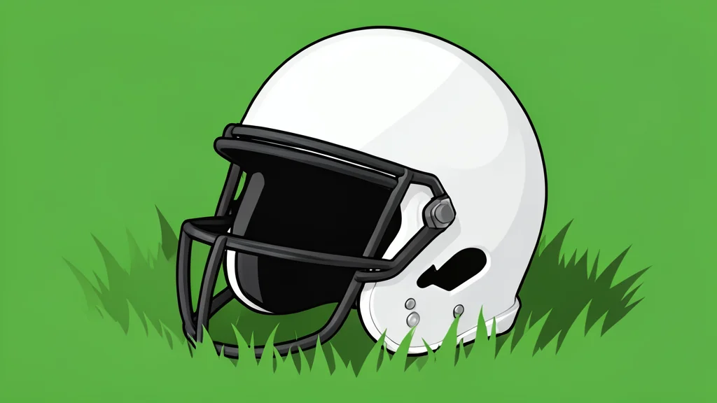 A vast green football field with crisp white yard lines stretching toward a clear blue sky.
