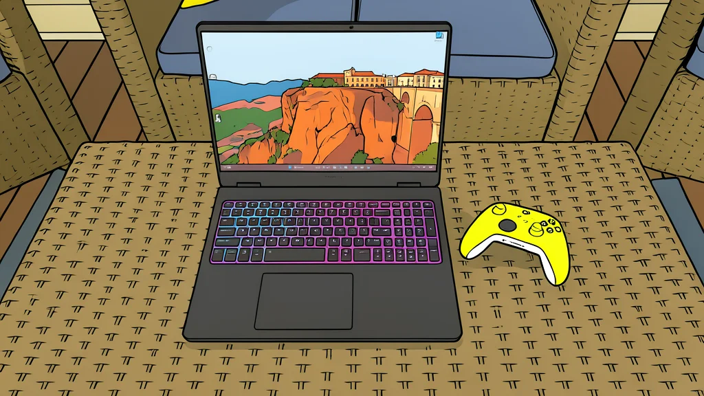A sleek, matte black laptop with a glowing keyboard resting on a dark wooden desk