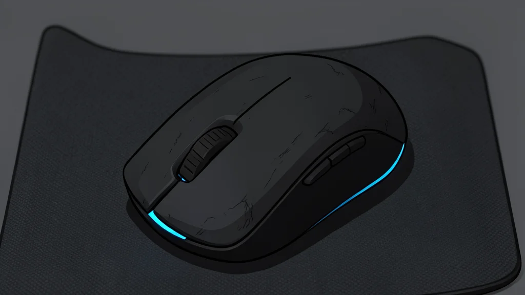 A pair of ergonomic gaming mice resting on a textured mousepad next to a mechanical keyboard with illuminated keys.