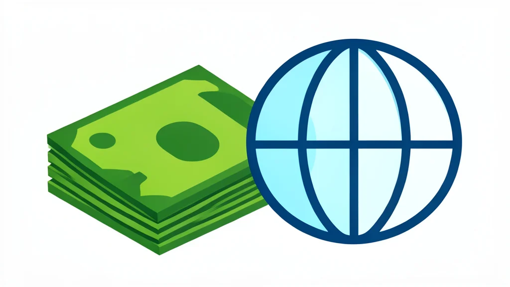 A stack of physical currency notes and a globe