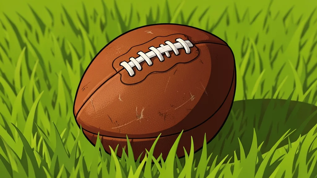 A sunlit grass football field with white yard lines stretching into the distance