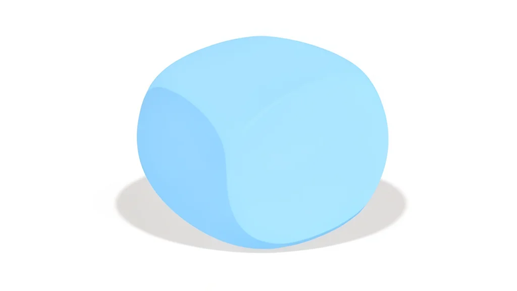 A colorful, stylized toy block with a rounded shape and a soft, matte finish, sitting on a clean white surface.