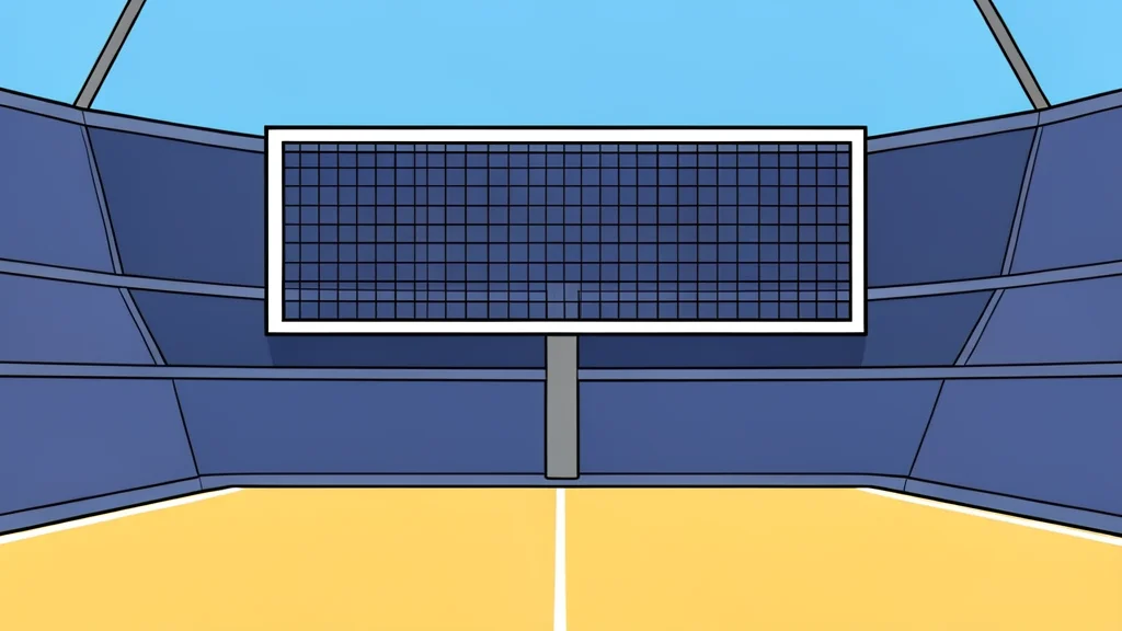 A volleyball net standing in an empty stadium