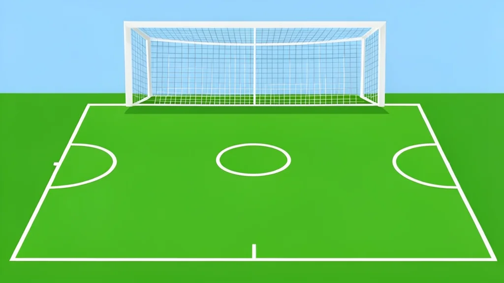 A green grass football pitch with white boundary lines and a goal net in the background