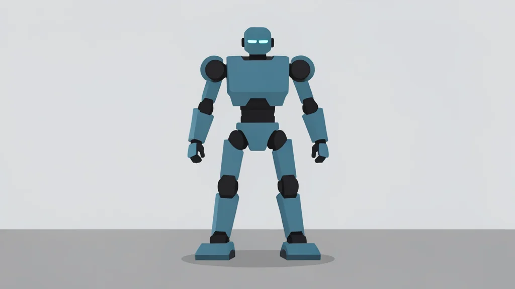 A bipedal robot standing on a smooth concrete floor