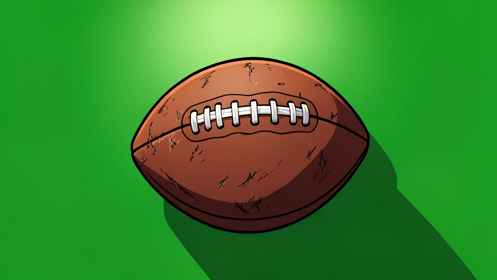 A vibrant green football field stretching toward the horizon under bright stadium lights.