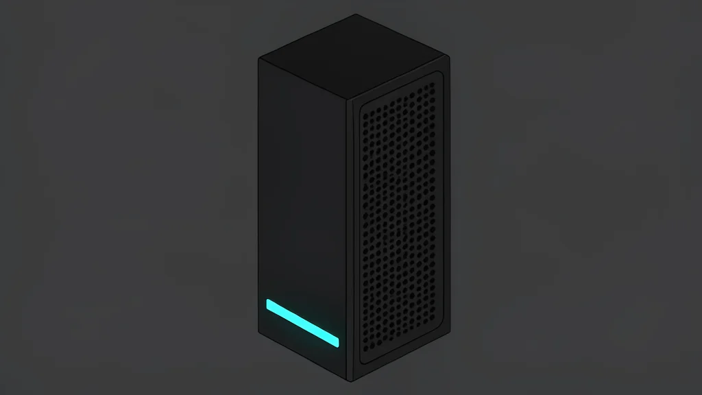 A vast, empty server room with rows of black rectangular units and glowing blue status lights