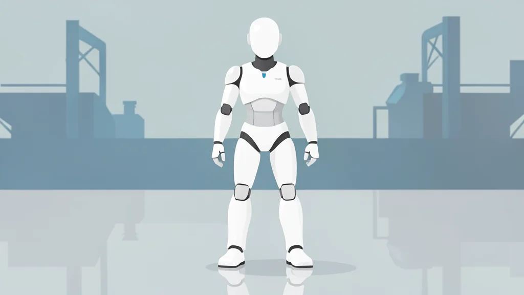 A sleek, bipedal humanoid robot standing on a polished industrial factory floor