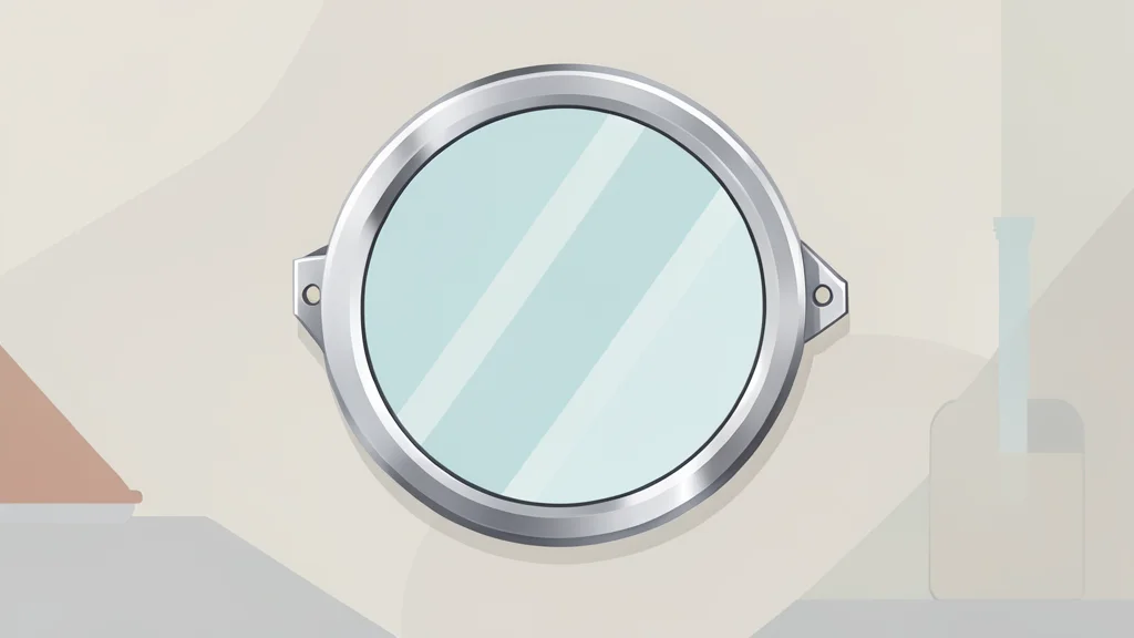 A precision-machined metal bracket holding a circular glass mirror in a clean laboratory environment
