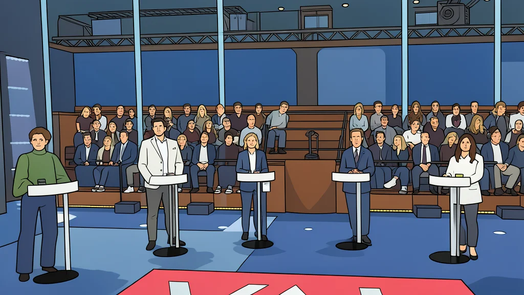 A row of white ballot boxes lined up on a wooden table in a quiet room