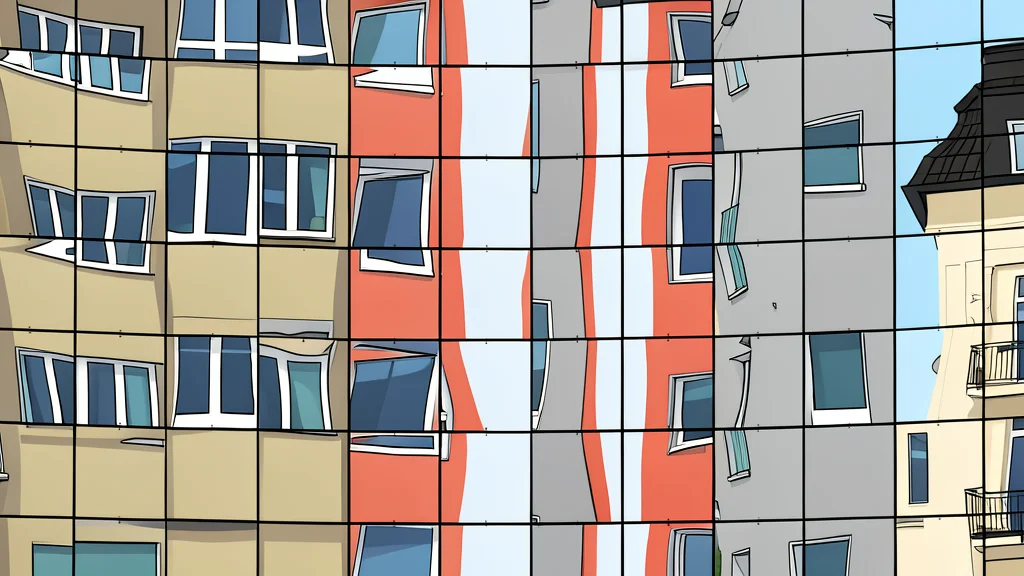 A modern residential building facade with large windows and a balcony