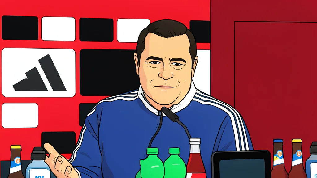 A flat vector illustration of a green football pitch with white boundary lines and a goal net in the background.