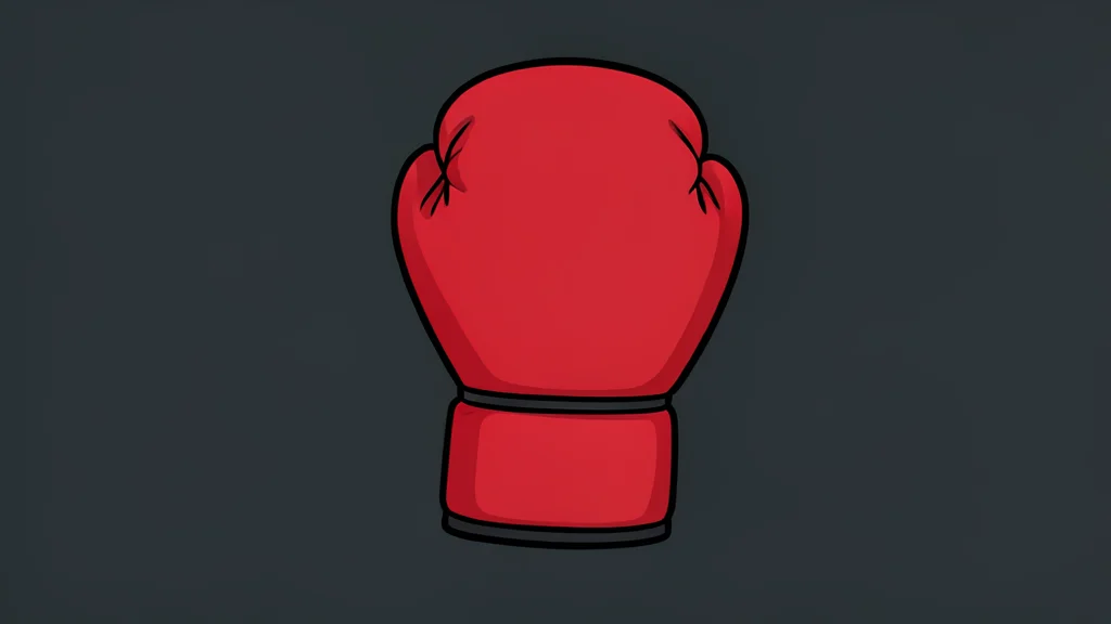 A pair of red leather boxing gloves resting on a wooden table