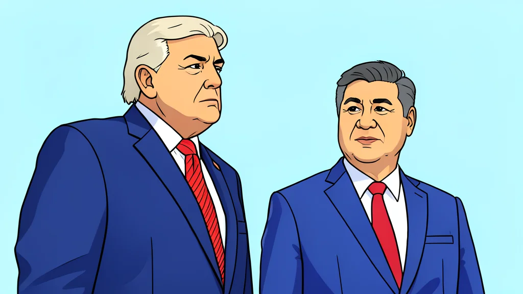 A stylized illustration of a handshake across a table with two simple, unmarked flags in the background.
