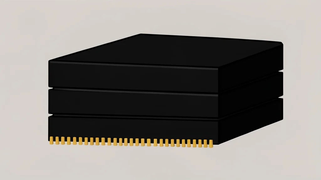 A stack of black rectangular computer memory modules with gold contact pins