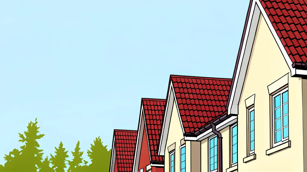 A flat vector illustration of a detached suburban house with a front door and a garden