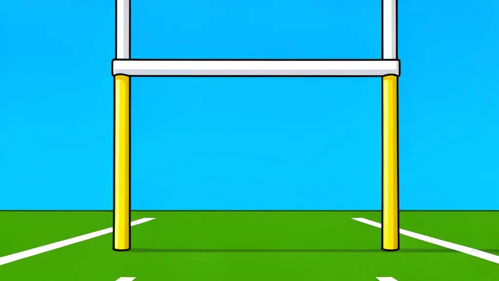 A wide-angle view of a large, open-air football stadium with vibrant green grass and white yard lines under a clear blue sky.