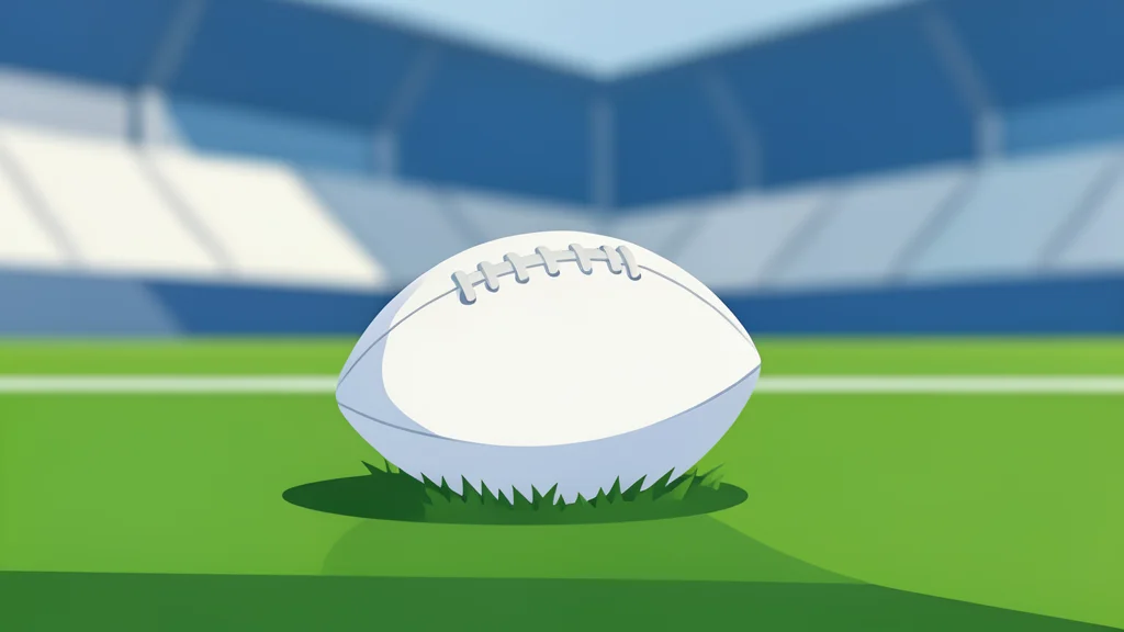 A football resting on the grass of a stadium field