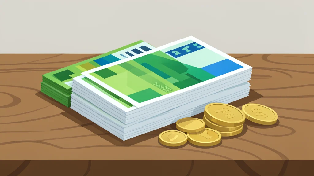 A stack of various foreign banknotes and coins arranged on a wooden table