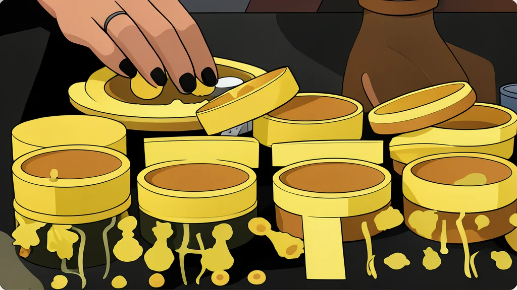 A stack of polished gold bars and a traditional gold necklace resting on a dark velvet cloth