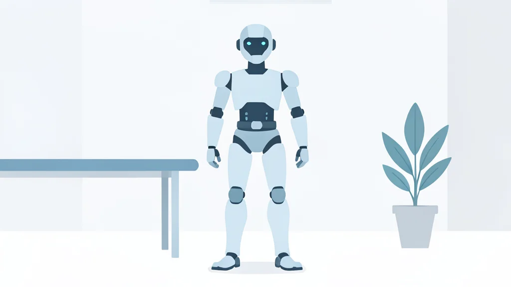 A humanoid robot standing in a clean, white laboratory environment