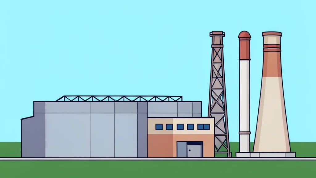 A heavy water reactor containment building and industrial cooling towers