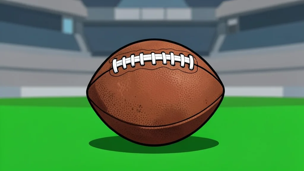 A vast grassy football field with white yard lines stretching toward the horizon under a clear blue sky.