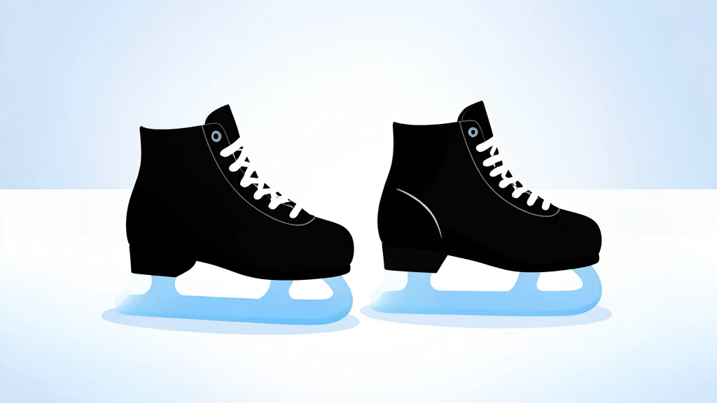 A pair of ice skates resting on a smooth, white ice surface