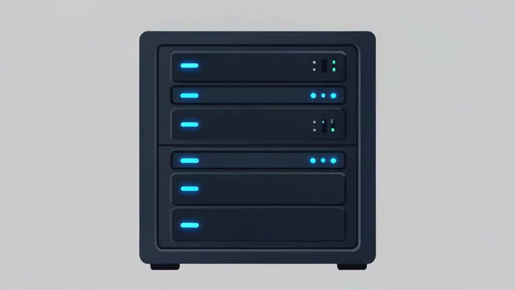 A sleek, modern server rack with glowing blue indicator lights