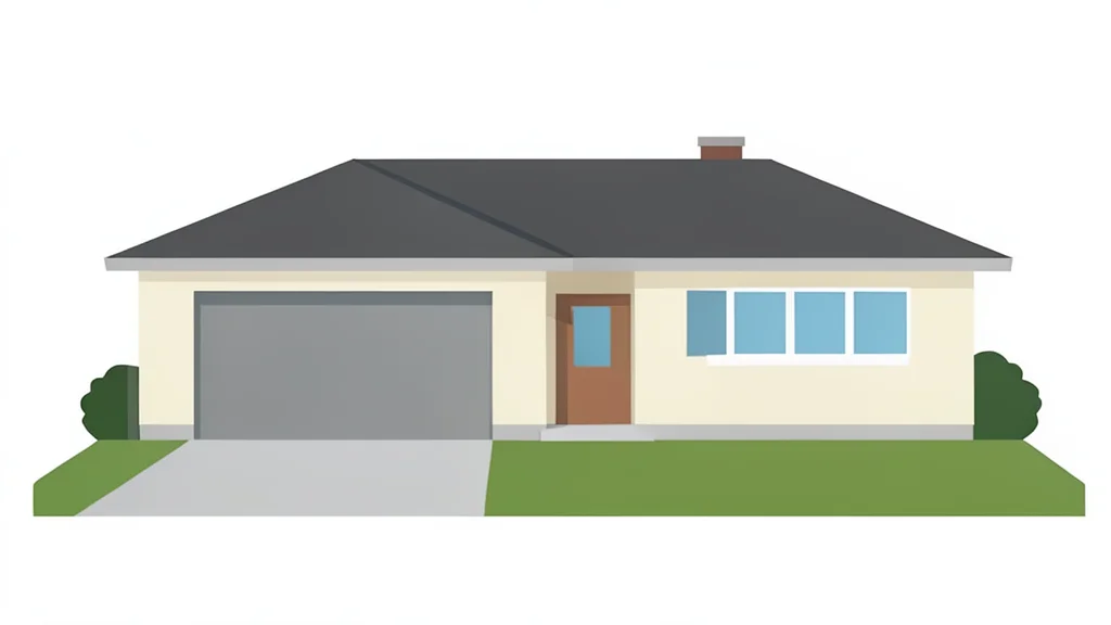 A single-story suburban house with a garage and a front yard