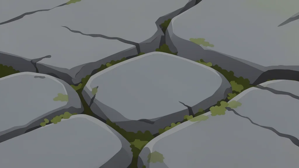 A section of rough, uneven cobblestone road stretching into the distance under an overcast sky