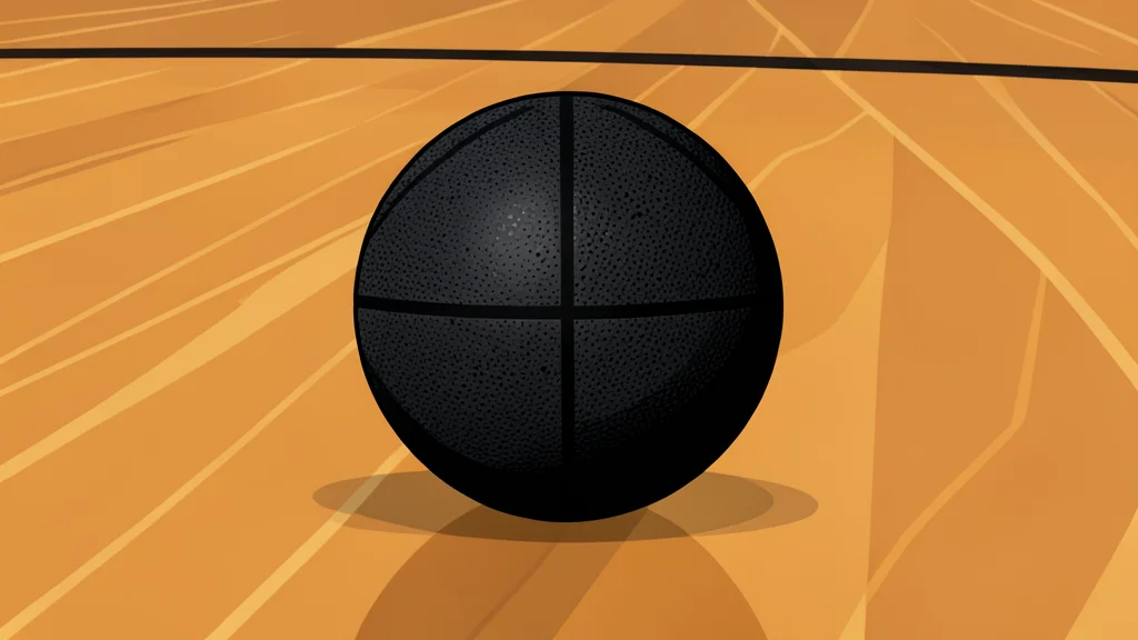 A polished hardwood basketball court with painted lines and a hoop in the background.