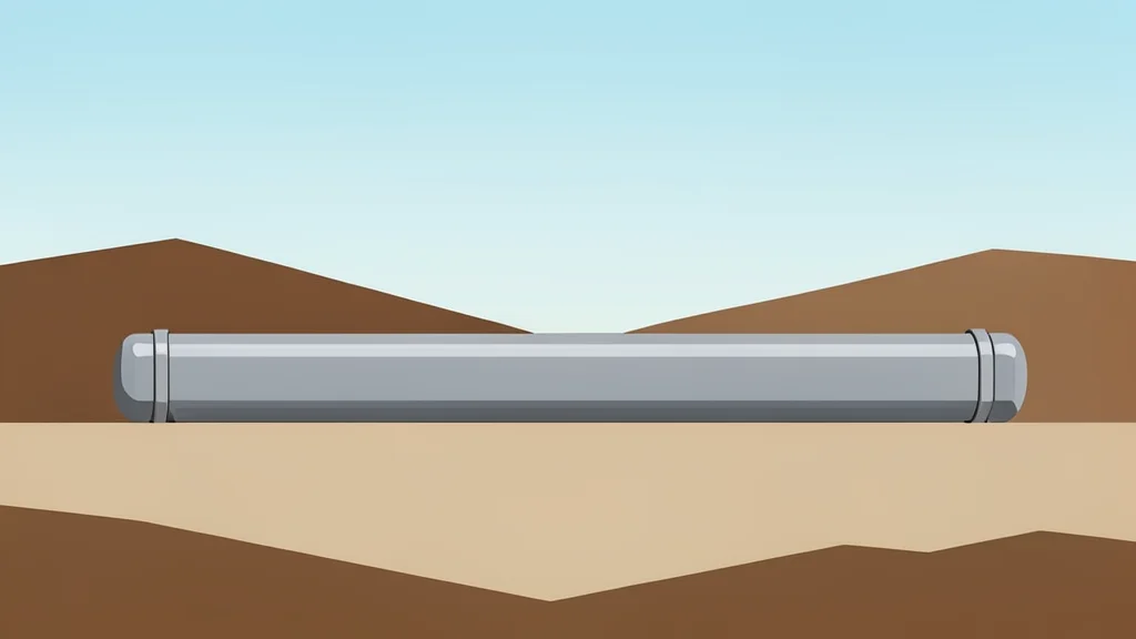 A long steel pipeline running across a dry, hilly landscape