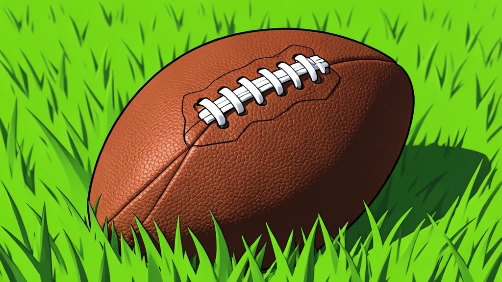 A grassy football field with white yard lines stretching into the distance under a clear sky