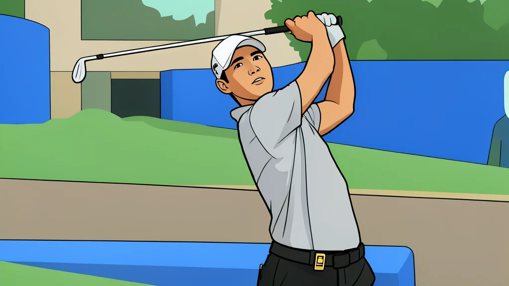 A white golf flagstick stands upright in a green cup, surrounded by manicured grass under a clear sky.