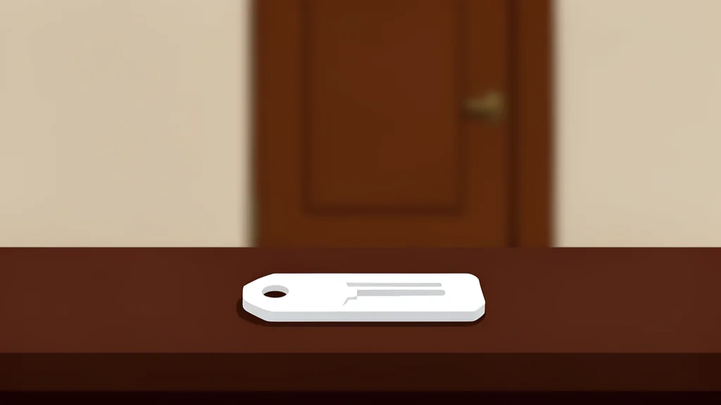 A quiet hotel corridor with closed doors and a key card resting on a reception desk