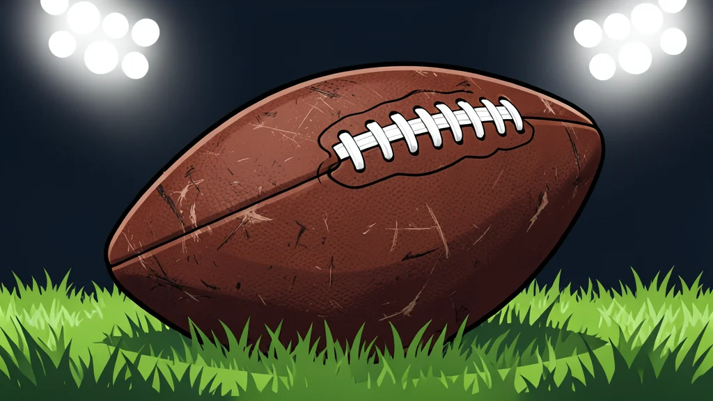 A grassy football field with white yard lines and goalposts under a clear sky