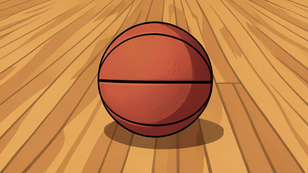 An indoor basketball arena with a polished wooden court and hoop