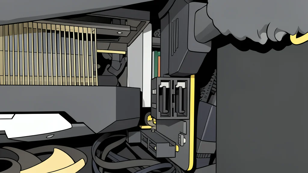 A close-up view of a green circuit board with empty rectangular slots and gold contact pins