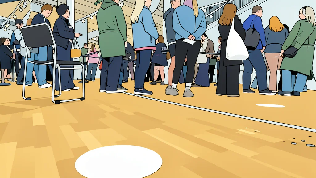 A row of white ballot boxes lined up on a table in a bright, modern voting hall