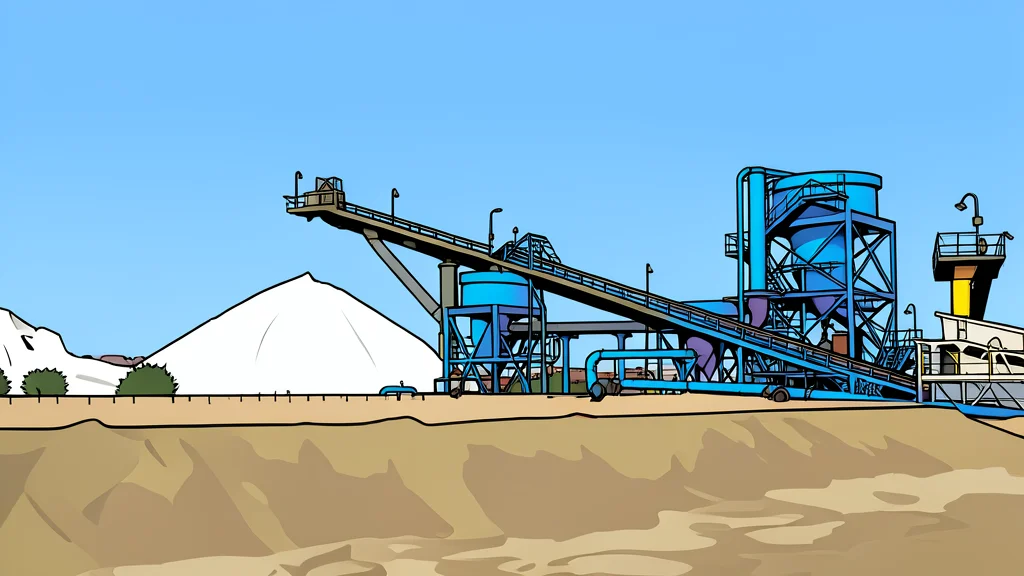 A large industrial facility with heavy machinery and storage tanks in a rural landscape
