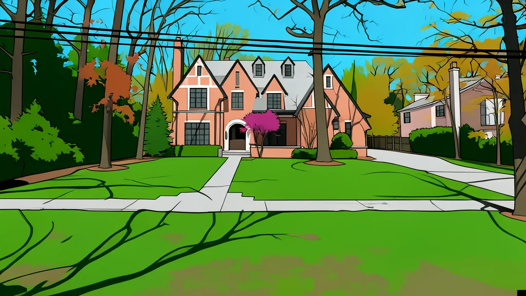 A large historic single-family house with a gabled roof and large windows on a leafy suburban street.
