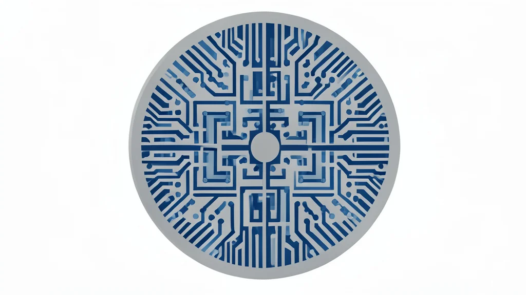 A close-up view of a silicon wafer with intricate circuit patterns