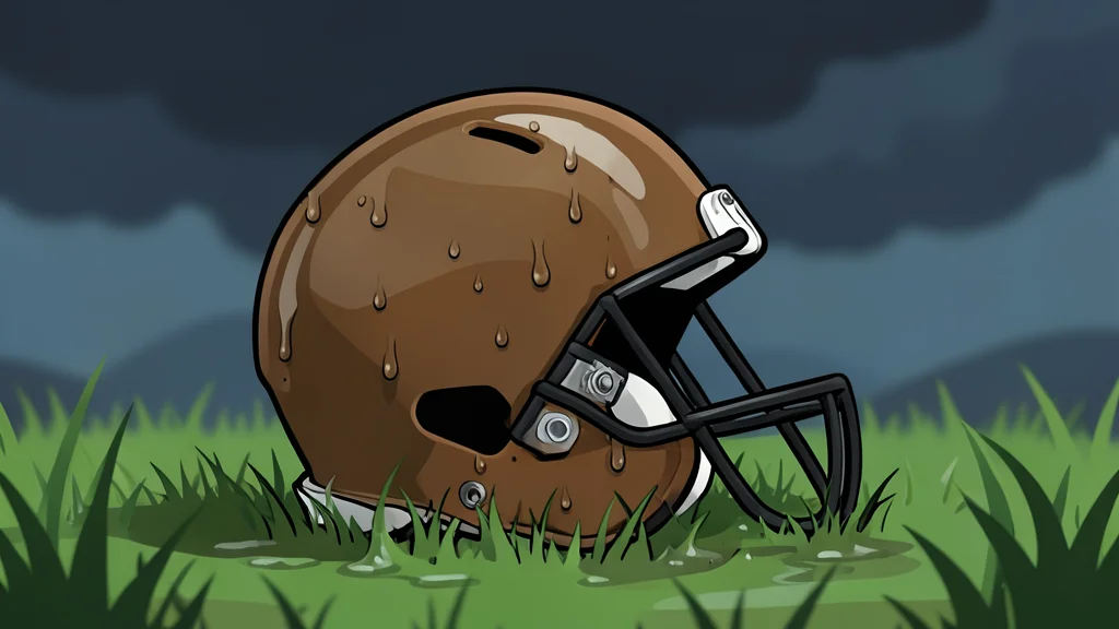 A dark storm cloud hovering over a green grass field with rain falling