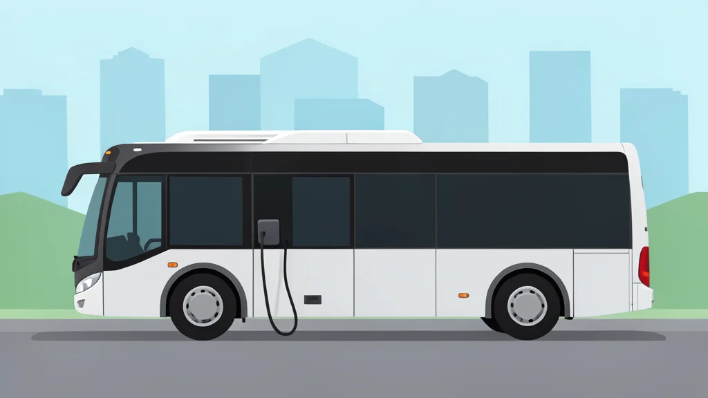 A large electric bus parked at a charging station with a cable connected to its side port