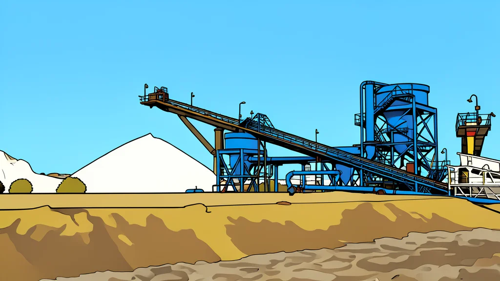A wide-angle view of an open-pit mine with excavators moving earth near large piles of raw ore.