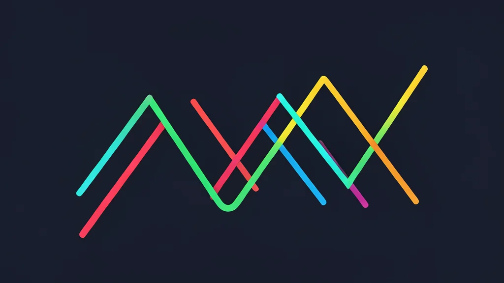 A flat-vector illustration of abstract intersecting lines on a dark background.
